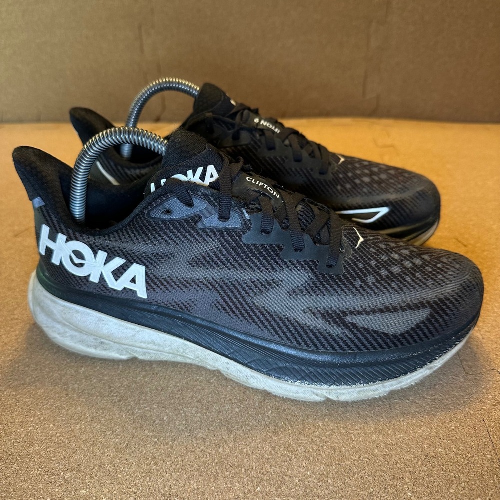 Hoka Clifton 9 Womens Running Shoes Black White 1127896 BWHI Size US 8.5